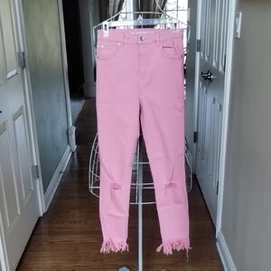 Pink Distressed Women Jeans